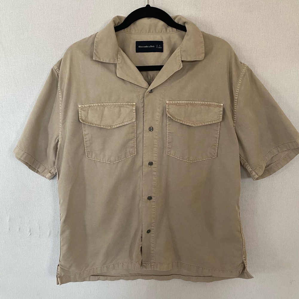 Vintage Y2K Abercrombie & Fitch Khaki Button-Down Shirt Men